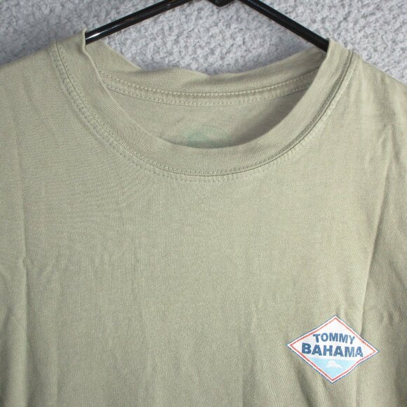 TOMMY BAHAMA RELAX TEE'D OFF GOLF MEN'S T-SHIRT GREEN BROWN LARGE COTTON - Picture 1 of 4